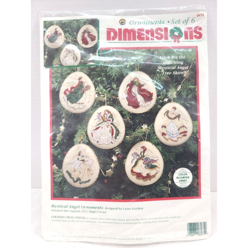 Dimensions Counted Cross Stitch Kit 8475 MYSTICAL ANGEL ORNAMENTS Makes 6